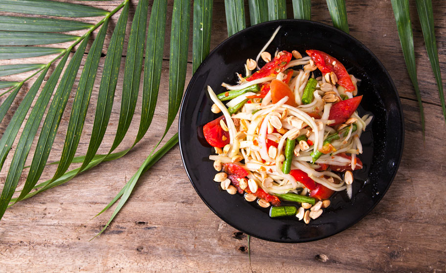 Seychellen Gerichte: Papaya Salat Papaya Salat Seychellen