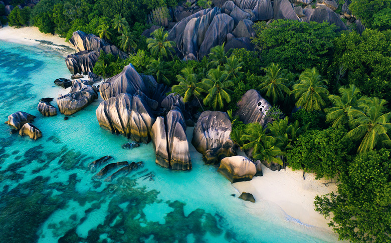 Seychellen Traumstrand Luftaufnahme Seychellen Strand Aerial