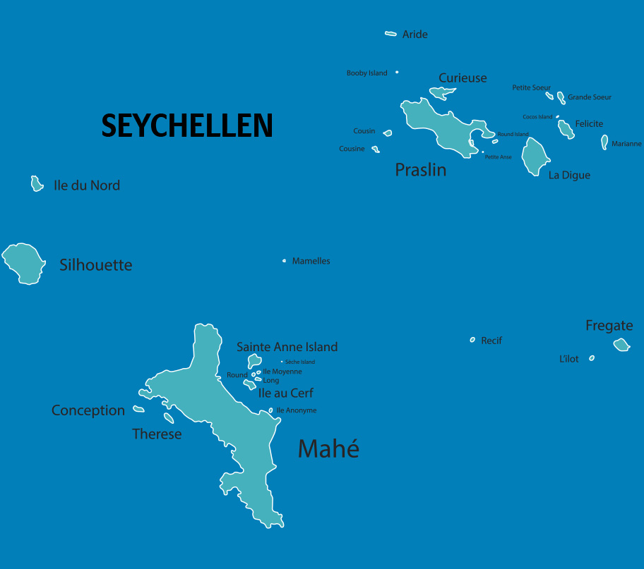 Seychellen Karte mit Inseln